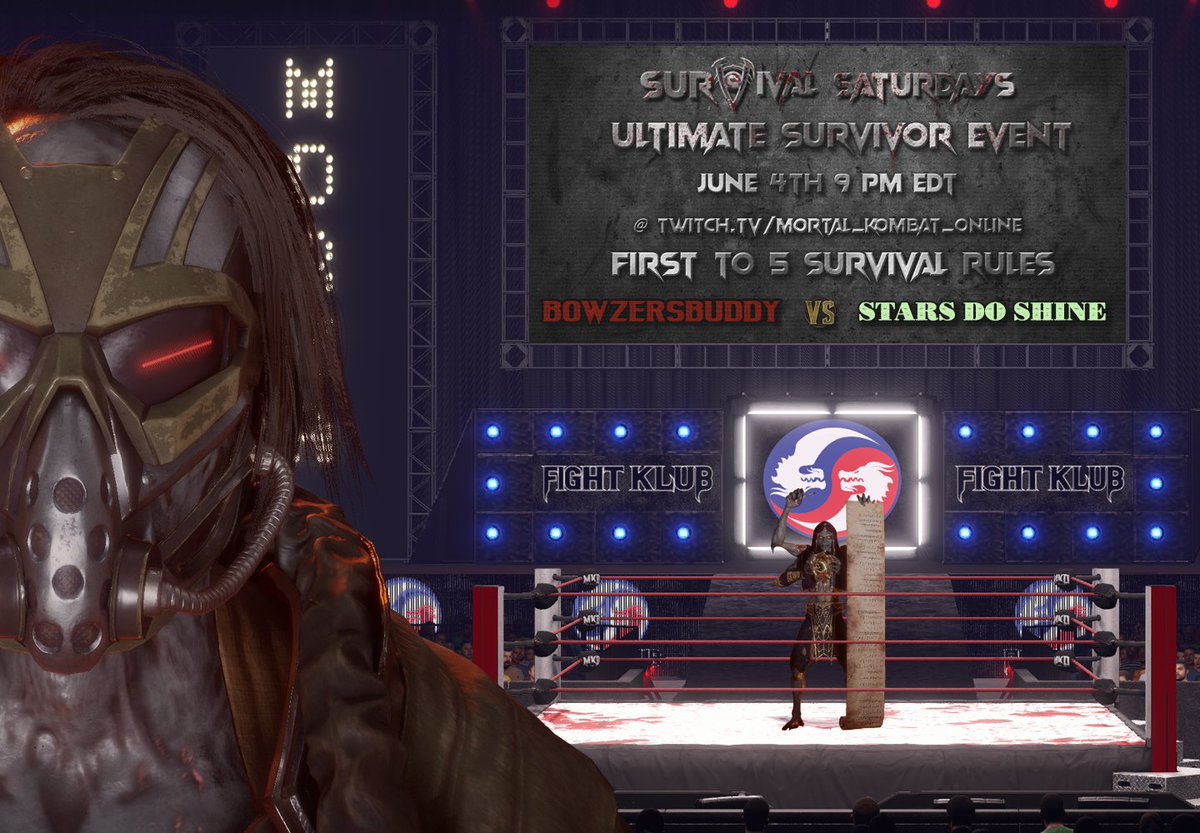 Mortal Kombat Online (@mk_online) on Twitter photo Tonight the battle between <a href="/Bowzersbuddy/">mk-Bowzer</a> & @StarsDoShine2 will be the first set of the #SurvivalSaturdays #UltimateSurvivorEvent! Kommentated by <a href="/SurvivedKombat/">SurvivedKombatants @MK_Online Live Kontent Manager</a> & <a href="/kevinmcolon/">kevinmcolon</a>, this special Survival KOTH tournament will be a slobberknocker. Matcherino here matcherino.com/tournaments/72… Tonight the battle between <a href="/Bowzersbuddy/">mk-Bowzer</a> & @StarsDoShine2 will be the first set of the #SurvivalSaturdays #UltimateSurvivorEvent! Kommentated by <a href="/SurvivedKombat/">SurvivedKombatants @MK_Online Live Kontent Manager</a> & <a href="/kevinmcolon/">kevinmcolon</a>, this special Survival KOTH tournament will be a slobberknocker. Matcherino here matcherino.com/tournaments/72…