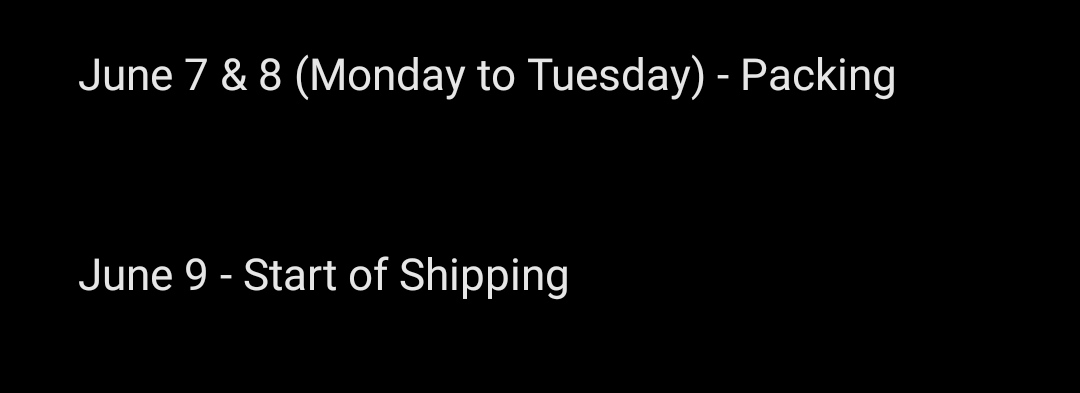 #NEOStationUpdates

Hello, everyone! 

Here's a timeline of the shipping schedule for the remaining items.

We're really sorry if it keeps on getting delayed but we'll continuously ship out items once Lin's final exams are over! ☺️

Thank you so much for your patience! 💖
