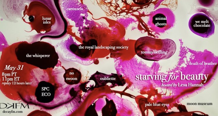 Starving for Beauty (@star4beauty) on Twitter photo WHAT UP gazers! Iโve got a brand new episode airing tonight on @decayfm featuring @TheRLSociety <a href="/IslesLunar/">Lunar Isles</a> <a href="/pbemusic/">Pale Blue Eyes</a> <a href="/wemeltchocolate/">we melt chocolate</a> <a href="/SPCECO/">SPC ECO</a> <a href="/ANMLghosts/">Animal Ghosts</a> <a href="/NoSwoon/">No Swoon</a> <a href="/deathofheather1/">death of heather</a> <a href="/thewhisperermo/">The Whisperer</a> ๐ป๐ง WHAT UP gazers! Iโve got a brand new episode airing tonight on @decayfm featuring @TheRLSociety <a href="/IslesLunar/">Lunar Isles</a> <a href="/pbemusic/">Pale Blue Eyes</a> <a href="/wemeltchocolate/">we melt chocolate</a> <a href="/SPCECO/">SPC ECO</a> <a href="/ANMLghosts/">Animal Ghosts</a> <a href="/NoSwoon/">No Swoon</a> <a href="/deathofheather1/">death of heather</a> <a href="/thewhisperermo/">The Whisperer</a> ๐ป๐ง