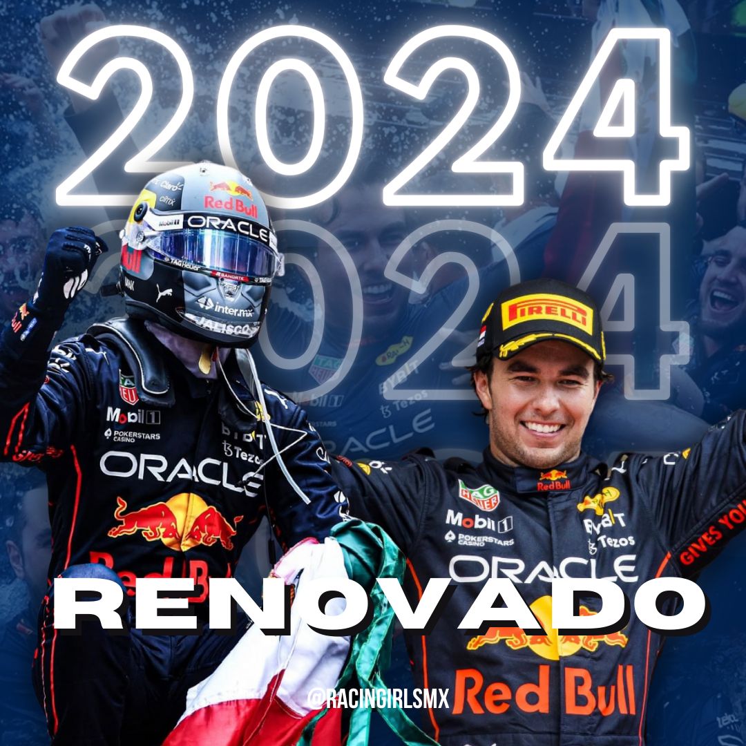 racingirlsmx's tweet photo. ¡CHECO PÉREZ SE QUEDA EN RED BULL! 🔥

Será compañero de #MaxVerstappen por dos años más para pelear con todo por los campeonatos. 

#Checo #f1 #redbullracing https://t.co/mltMtqkwDt