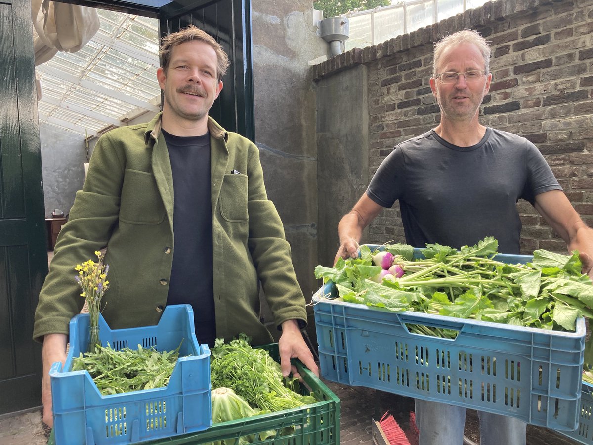 Victor van restaurant Heron in Utrecht- gisteren beloond met een groene Michelinster komt op elke dinsdag groenten ophalen bij Tuinderij Eyckenstein. Vandaag: raapjes, andijvie, paksoi en peterselie.
Gefeliciteerd Victor, Joyce en rest van het team gefeliciteerd! #biologisch