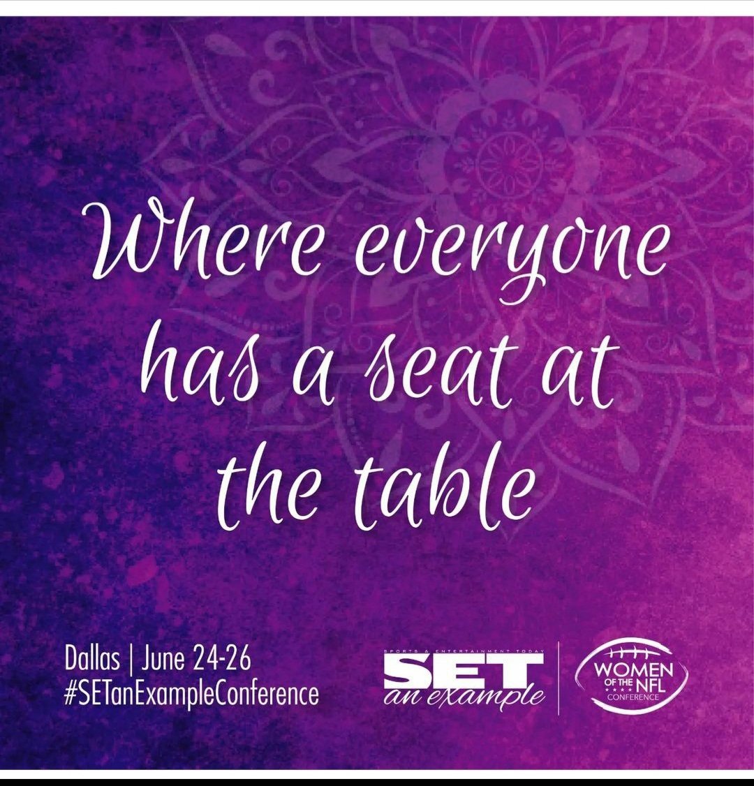 D_Rolle's tweet photo. The 5th Annual #SETAnExampleConference is less that 1 month away. 💃🏿💃💃🏽💃🏼
Our team is producing an event that will not only be impactful but memorable for the #WomenoftheNFL.
I'm excited to share some of the speakers! 
Dallas will be THEE place to be. 💜 https://t.co/W5zsTCPabI
