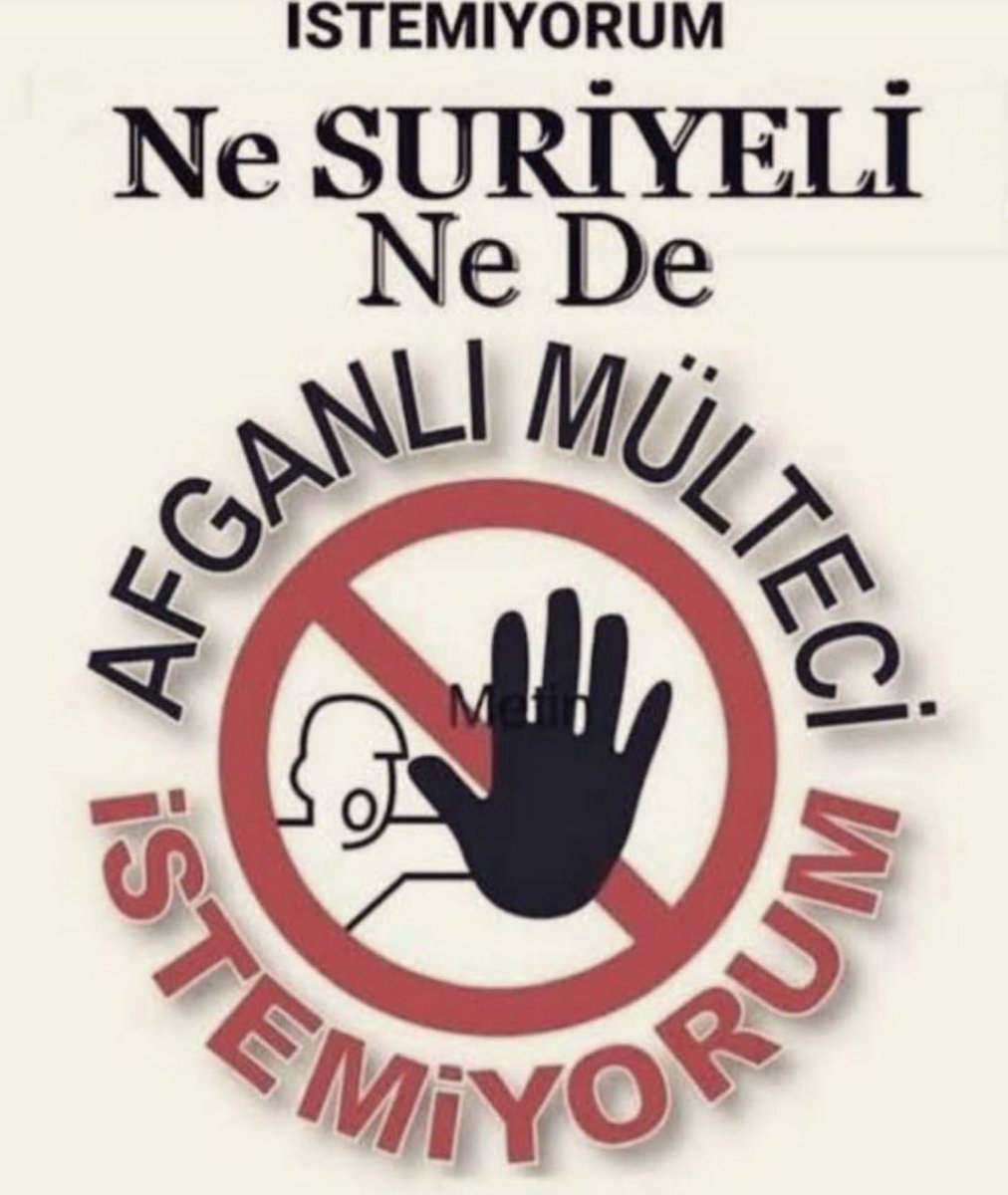 #sessizistila değil bağıra bağıra 📢 
Ne Suriyeli ne Afgan benim kardeşim değildir.
Türkiye Cumhuriyeti’nin bekası ve çocuklarımızın geleceği için #ÜlkemdeMülteciİstemiyorum 

Zorla mı kabul ettireceksiniz 😡

Irkçı değilim.
İSTEMİYORUM ve SUSMUYORUM
#Bebek #DahaNelerGöreceğiz