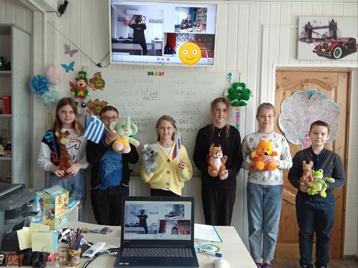 ShramkovaHelen's tweet photo. Our school year is over!Ss of #SmartTeensStudio finished it playing a MysteryAnimalGame with Ss from Greece. It's not only about guessing the animal, it's about digital culture, critical thinking,student learning autonomy. Thanks a bunch @kiki_xynta for joining us! #MicrosoftEDU https://t.co/WL9ERz5Idi