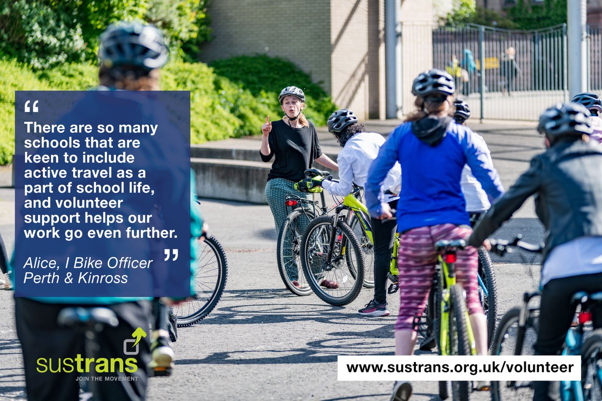 Our volunteers are so committed to helping with I Bike, and also spend time attending training such as Cycle Ride Leader &amp; bike maintenance, so that they can support schools further. <a href="/SustransScot/">SustransCymru</a> #VolunteersWeekScot Get in touch to find out more ibikevolunteering@sustrans.org.uk
