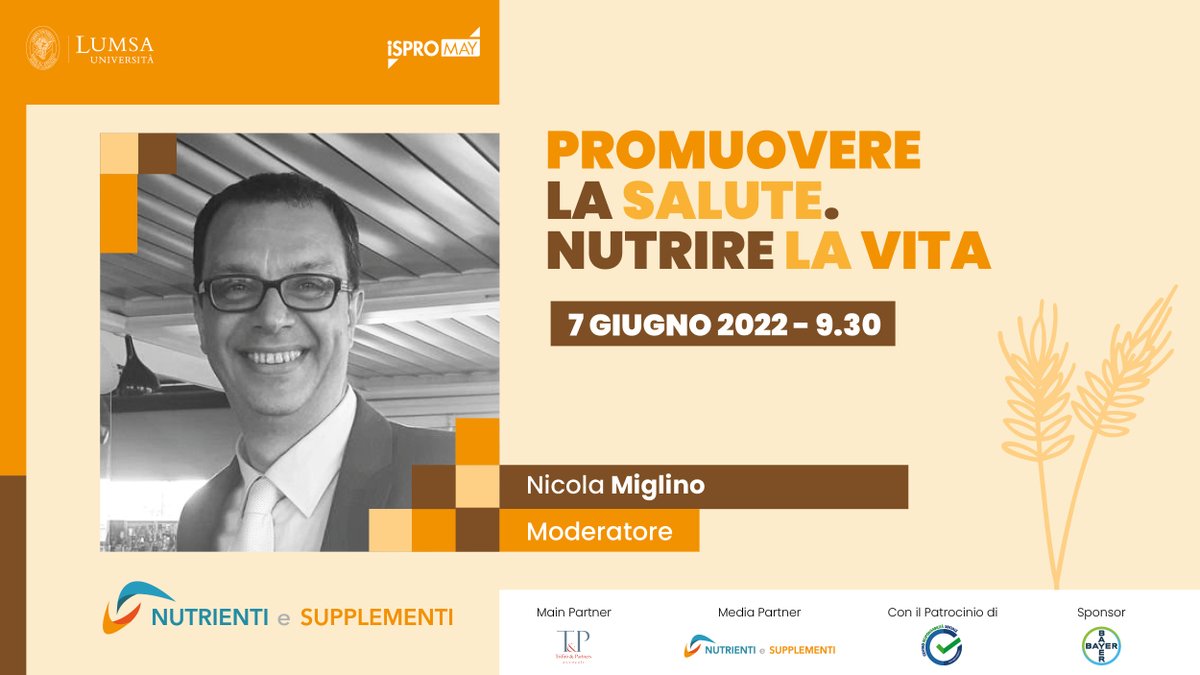 Centro Responsabilità Sociale (@socialecentro) on Twitter photo Moderatore del convegno scientifico “Promuovere la salute. Nutrire la vita” di martedì 7 giugno presso l’Aula Giubileo dell’<a href="/UniLUMSA/">Università LUMSA</a> a Roma sarà <a href="/NicolaMiglino/">nicola miglino</a> – Direttore Responsabile di Nutrienti e Supplementi Media Partner del convegno.
#ciboepovertà #ciboesalute Moderatore del convegno scientifico “Promuovere la salute. Nutrire la vita” di martedì 7 giugno presso l’Aula Giubileo dell’<a href="/UniLUMSA/">Università LUMSA</a> a Roma sarà <a href="/NicolaMiglino/">nicola miglino</a> – Direttore Responsabile di Nutrienti e Supplementi Media Partner del convegno.
#ciboepovertà #ciboesalute
