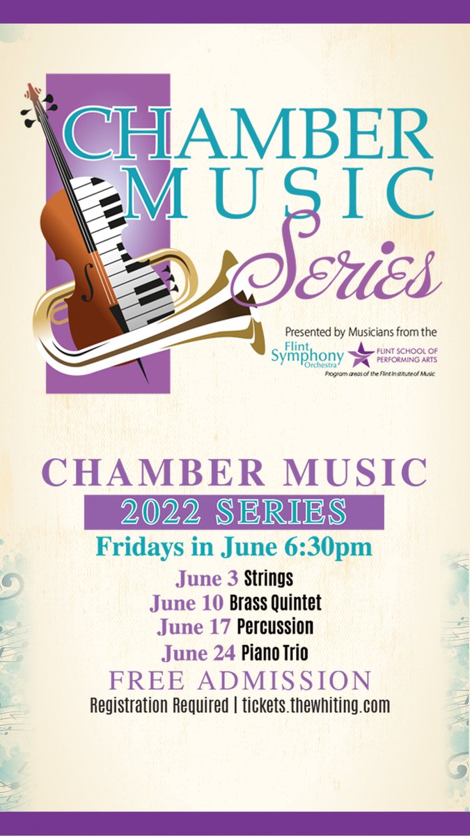Join us for an evening on the lawn of MacArthur Recital Hall for our Chamber Series,  featuring chamber music by your favorite musicians from the Flint School of Performing Arts and the Flint Symphony Orchestra.

FRIDAY, JUNE 3, 2022 • 6:30pm

Details:
fb.me/e/nmq9NkoEW