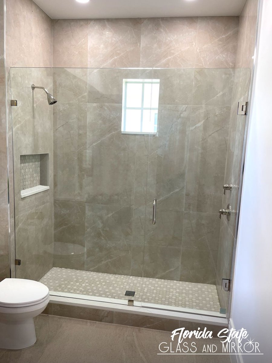 A new Frameless Shower Glass Door can enhance the style and look of your bathroom! Get it now! Call us 561-997-6990 #framelessshower #framelessshowerdoor #framelessglass #shower #showers #showerenclosure #glassdoors #glassandmirrorexperts #glassexperts #floridastateglass