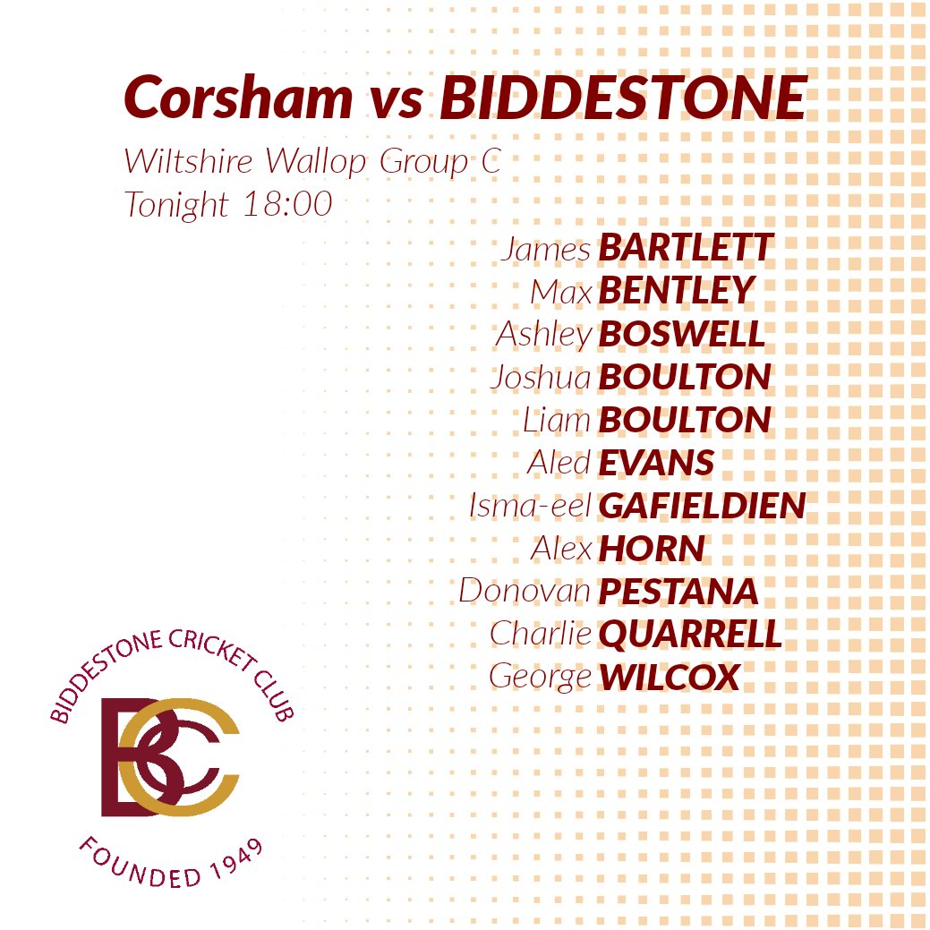 BiddestoneCC's tweet photo. 🏏 Back in @WiltsCricket Wallop action tonight away to @corshamcc https://t.co/E1Dk209kKh