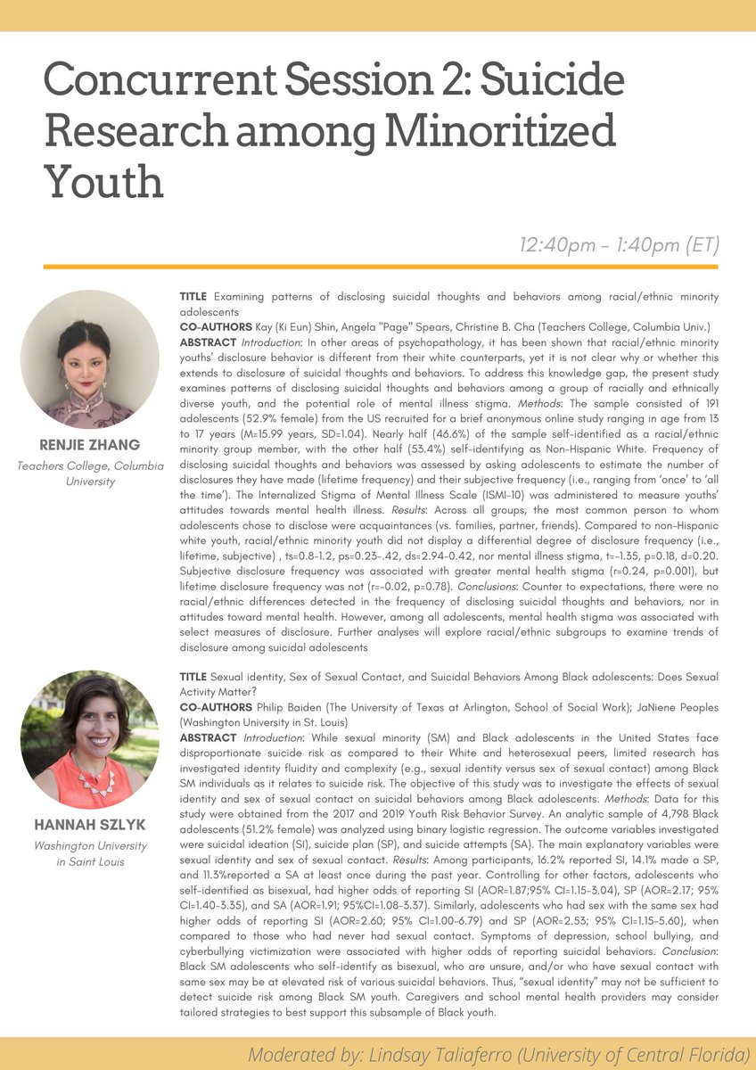 Youth Suicide Research Consortium (@youthsuicideres) on Twitter photo We are looking forward to this <a href="/youthsuicideres/">Youth Suicide Research Consortium</a> conference concurrent session on suicide research among minoritized youth. Conference is June 3rd. Registration is free and ends today: youthsuicideresearch.org/registration We are looking forward to this <a href="/youthsuicideres/">Youth Suicide Research Consortium</a> conference concurrent session on suicide research among minoritized youth. Conference is June 3rd. Registration is free and ends today: youthsuicideresearch.org/registration