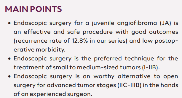 ➡️ORIGINAL ARTICLE

Endoscopic Treatment of Juvenile Angiofibromas: Experience of a Tertiary Center from 1993 to 2020

by Poels et al.

🔗entupdates.com/en/endoscopic-…