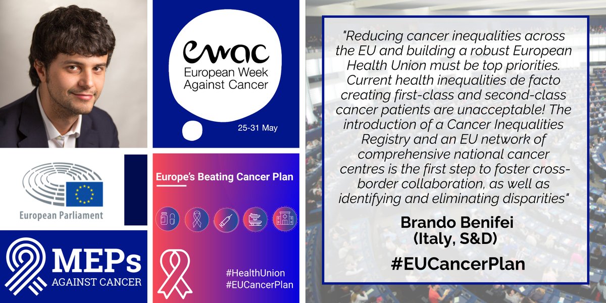 MAC_MEPs's tweet photo. 🇮🇹 Here's a #EWAC22 message from @brandobenifei!

The large disparity in cancer care services among and within #EU countries is unacceptable &amp; is putting #cancerpatients in danger.

👉No one should be left behind during the implementation of #EUCancerPlan! 

#HealthUnion https://t.co/nIq4YQiUda