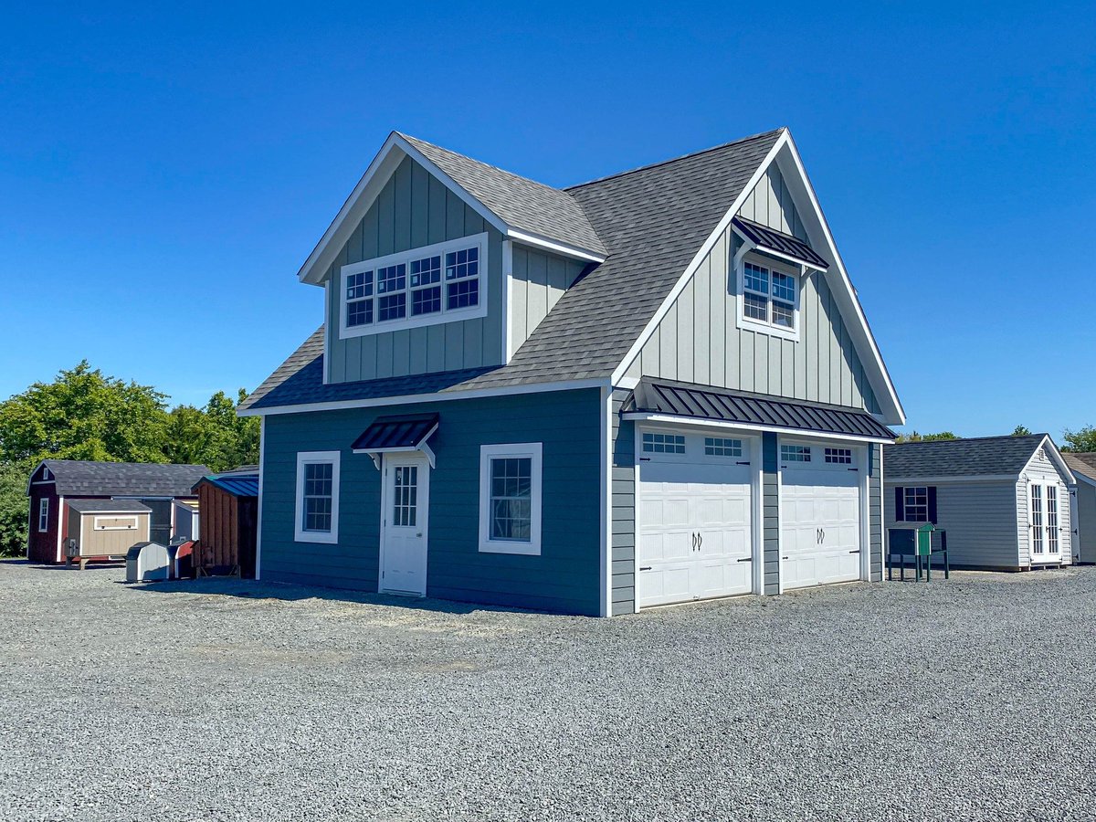 Thisnthatamish's tweet photo. 🤩 We just can't get enough of our new two-story two-car garage on display at our Leesburg location. Just look at these glamour shots of her.  Looking for a garage to call your own? Get started: https://t.co/D8rdkLDC20 https://t.co/gLOx9dhbVQ