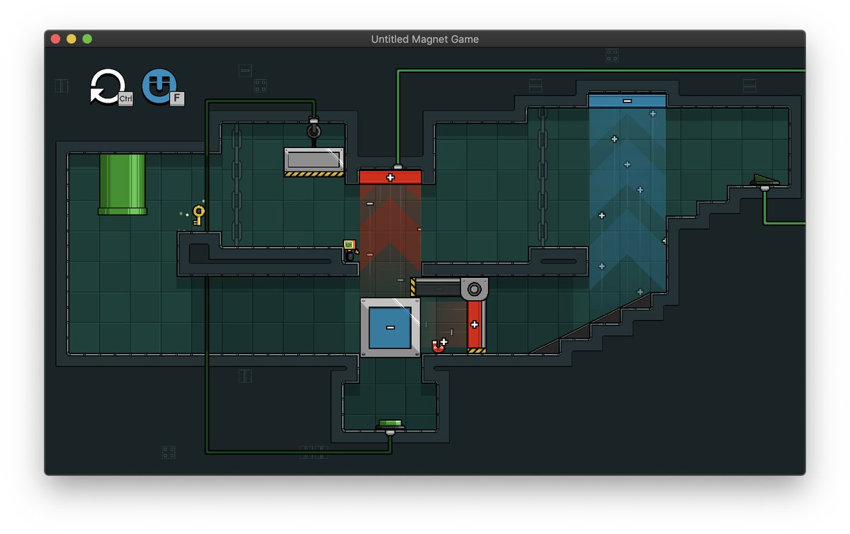 xabyrax's tweet photo. @gamemakerstk @EyeOfDeus FYI:  There is actually a fourth solution, similar to the first one: you first use the magnet to turn red the "sliding magnet door", then press the button and the magnet block will be blocked midair, allowing you to finish the level (that's how I completed this level). https://t.co/BTecR6w28X