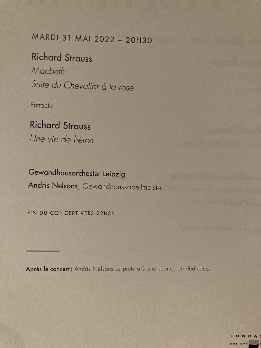 Concert Strauss/Nelsons/Gewandhausorchester Leipzig à la Philharmonie de Paris ce soir.