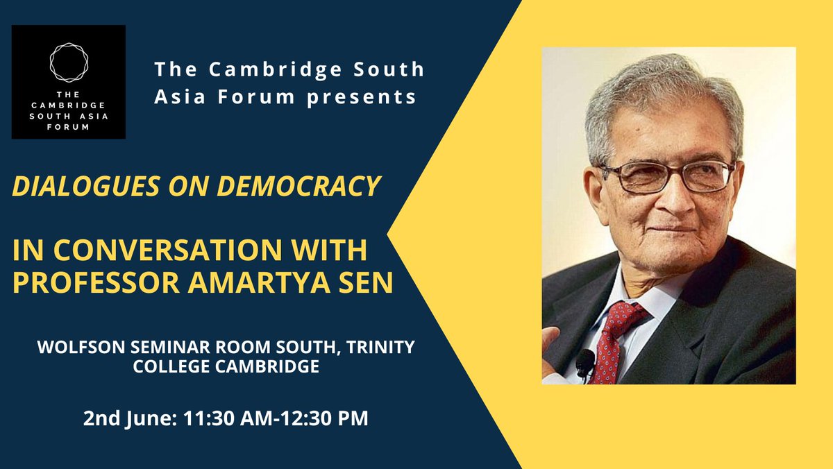 thecamsaf's tweet photo. We would be in conversation with AmartyaSen @TrinCollCam,on the role of organic intellectuals in an age of globalisation,future of IndianDemocracy,rising Inflation&amp; the roadmap for a more egalitarian world.
Limited seats available for those @Cambridge_Uni:
https://t.co/aCiPkb4dGx https://t.co/x2GgX4yrzO