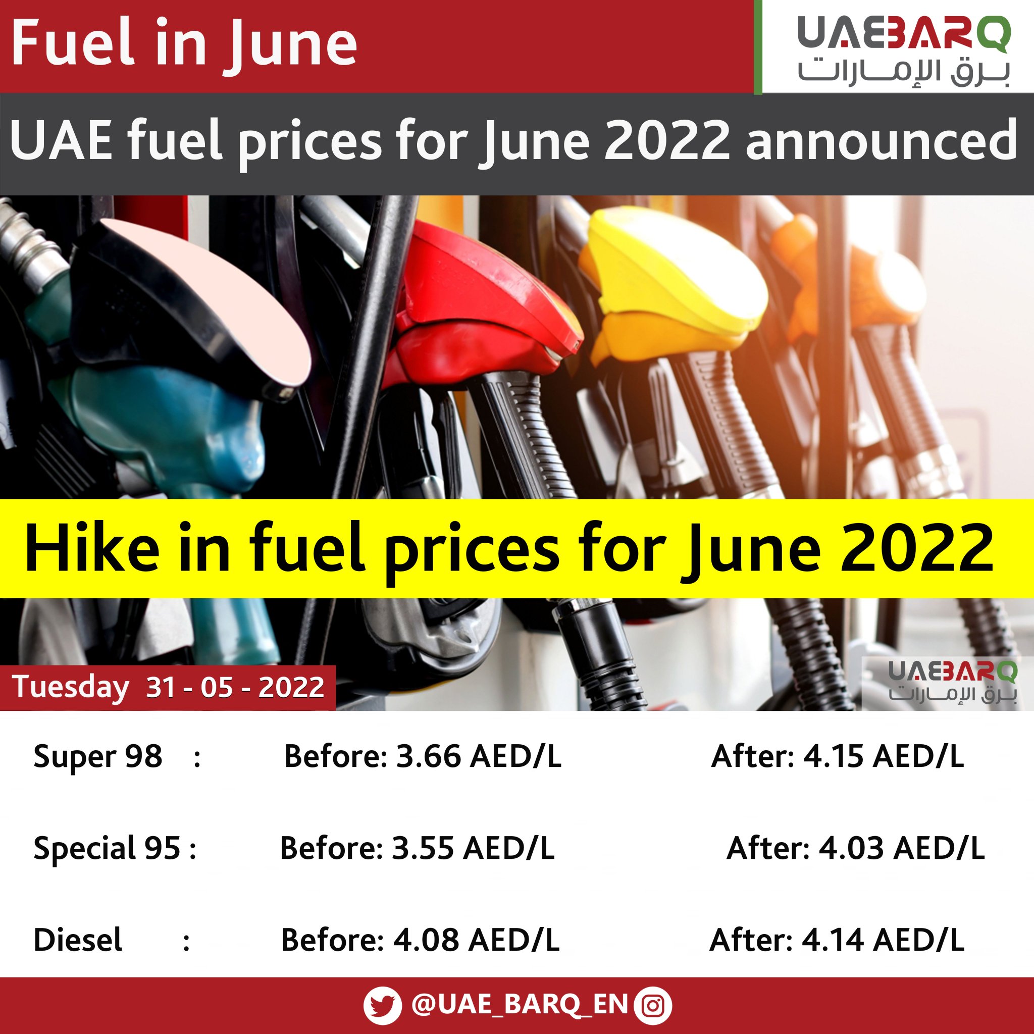 UAE BARQ on Twitter "Hike in fuel_prices for June 2022. UAE_BARQ_EN