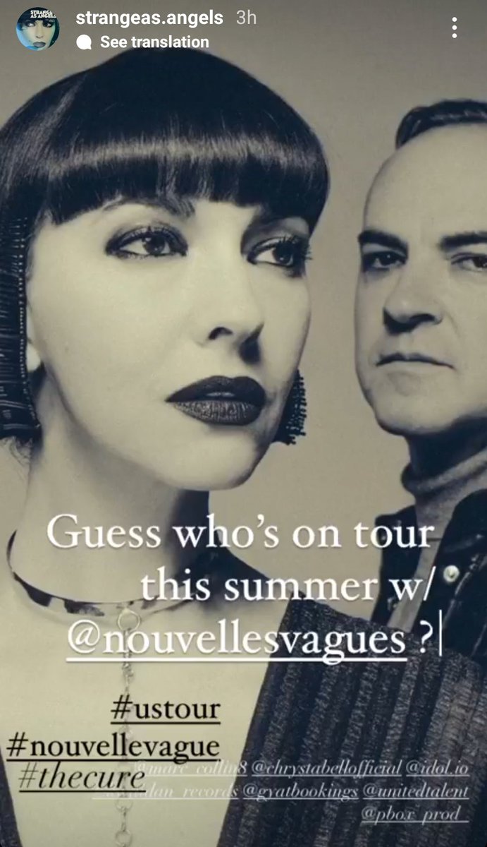 CraigatCoF's tweet photo. Nouvelle Vague and Strange As Angels - Chrystabell Sings The Cure are doing a US tour together this Summer. https://t.co/vgOV3xUVHc