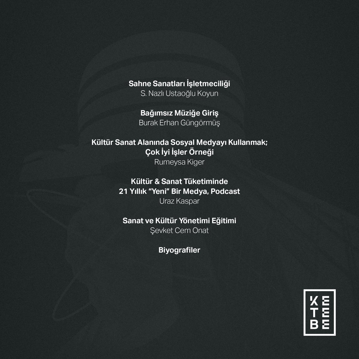 ketebe's tweet photo. "Kültür. Sanat. Yönetim." galeriler, müzeler ve tiyatrolar gibi sanat kurumları için çalışan veya sanat ve kültür bağlamında akademik araştırmalar yürüten uzmanları bir araya getirerek son derece ilgi çekici olan sanat ve kültür yönetimi alanına ilişkin bir bakış ortaya koyuyor. https://t.co/8Va8ExORdm