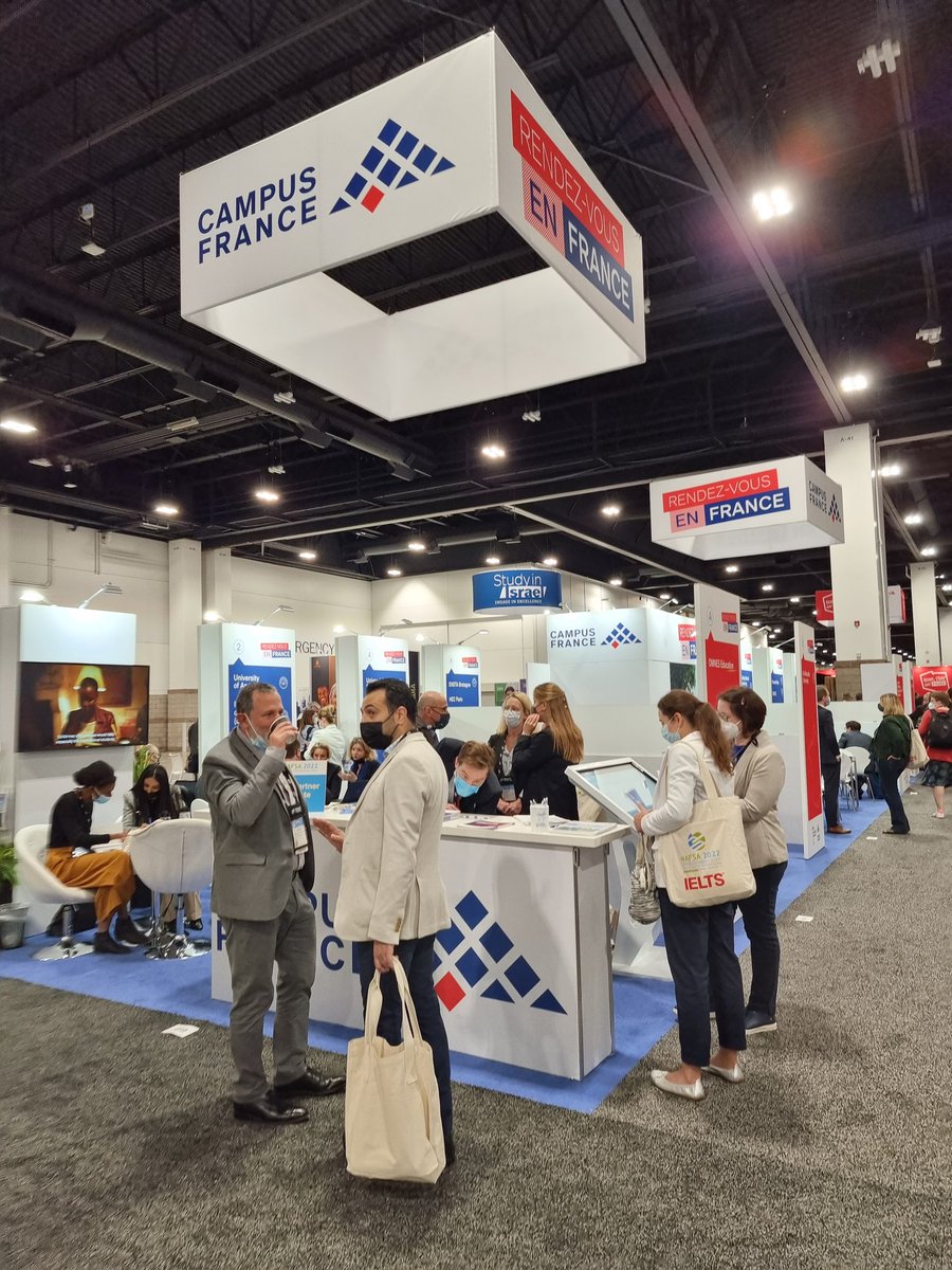 CampusFrance's tweet photo. 🇨🇵🇺🇸 And it's a go ! #NAFSA2022 has just started in @CityofDenver and we are so happy to be back in this major convention. 🙏 Thanks to the 34 French universities and schools on board with us to promote French world-class education ! Come and meet us at #Booth419 @francediplo https://t.co/0eWS2ZcscM