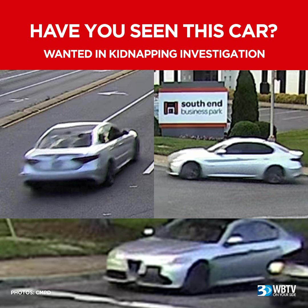 WBTV_News's tweet image. SHARE IN SECONDS: CMPD says a woman was kidnapped last night in south Charlotte. They are looking for a silver Alfa Romeo Guilia with dark-tinted windows. Call 911 or Crimestoppers if you can help. bit.ly/3NQK3Zv?utm_so…