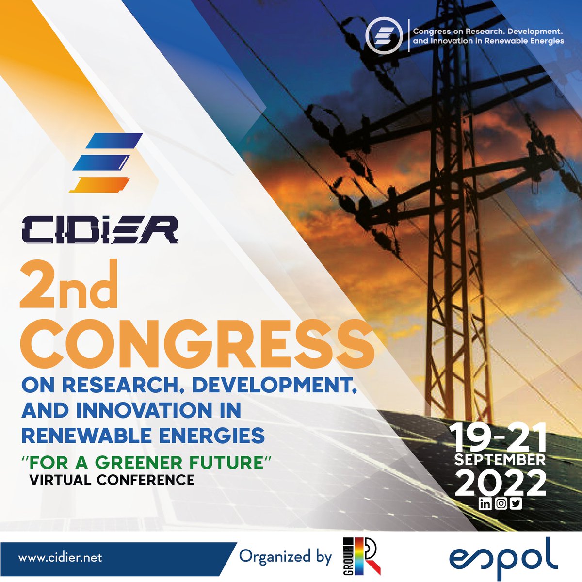 Aún estamos recibiendo artículos para cidier.net evento sobre investigación, desarrollo e innovación en Energías Renovables. Los papers aceptados y presentados serán publicados en el conference proceedings indexado a Scopus. Favor RT <a href="/ABREC_ec/">Asociación de Becarios del Ecuador - ABREC</a> <a href="/AepeaE/">AEPEA_EC</a> <a href="/delriojantonio/">J. Antonio del Rio /@delrioantonio.bsky.social</a>