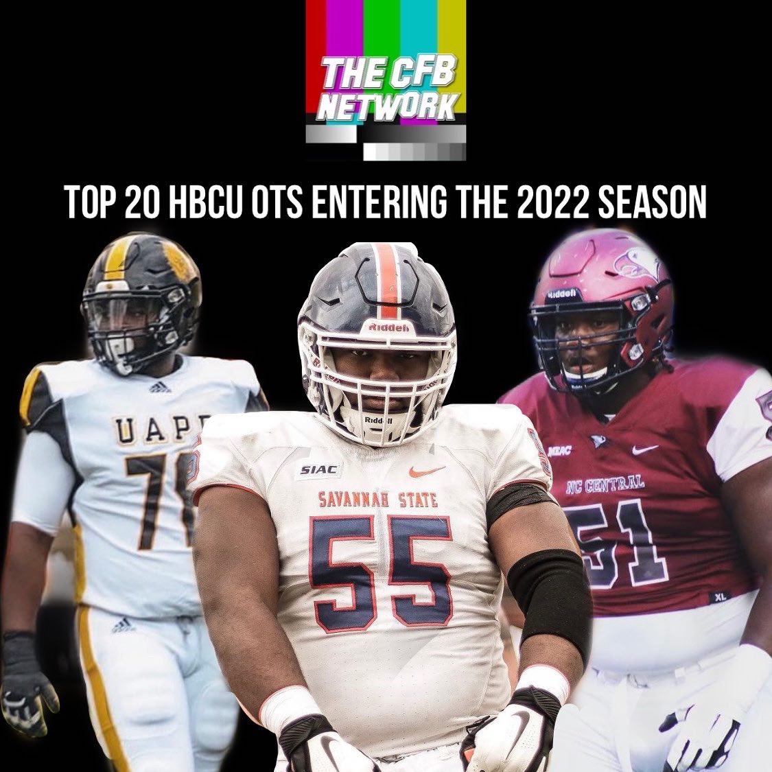 thecfbnetwork's tweet photo. Here are the picks for the Top 20 HBCU offensive tackles entering the 2022 season https://t.co/souaofa170