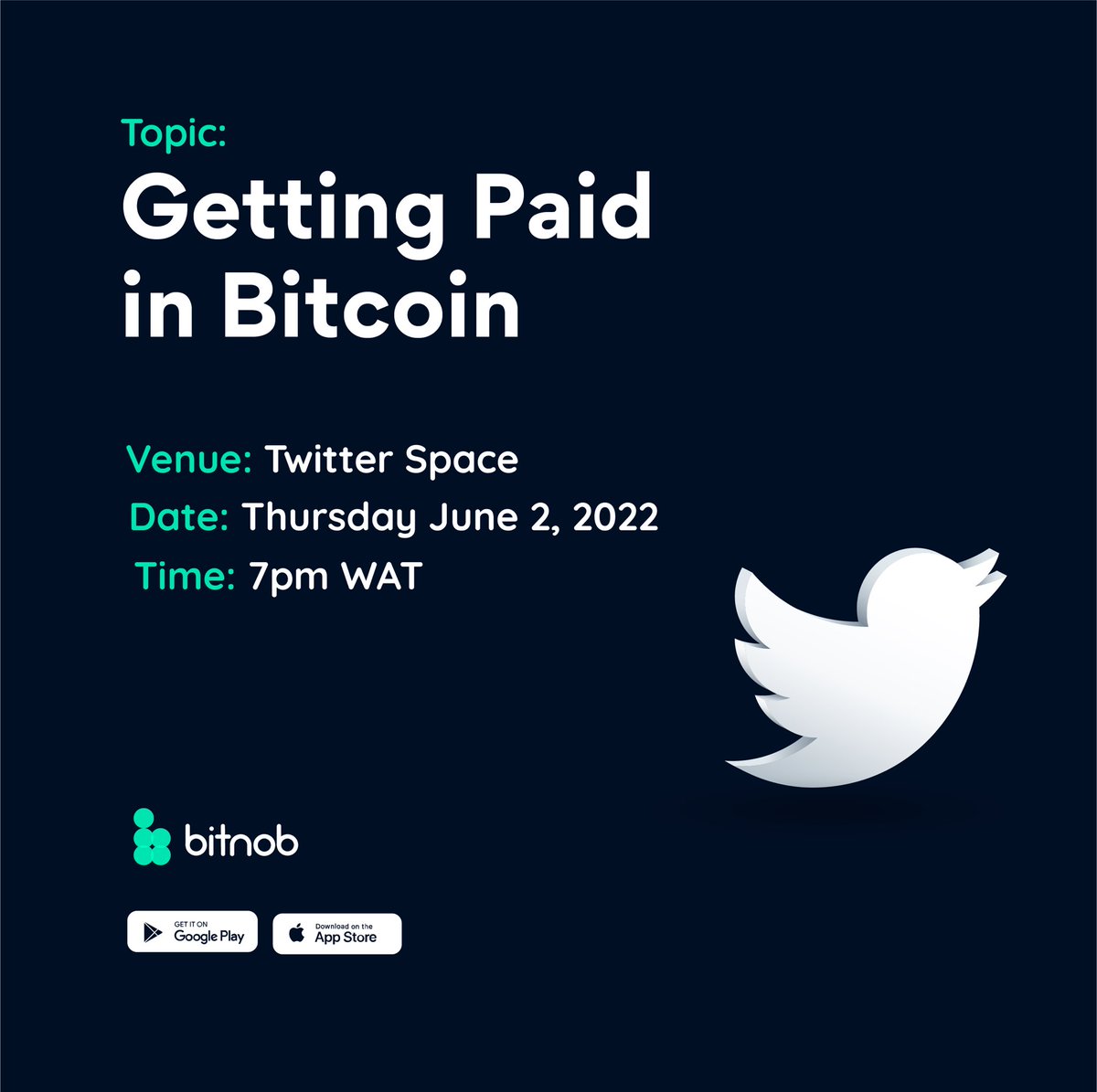 Bitnob_official's tweet photo. New week, new twitter space! 🥳 This week, we’ll be talking about getting paid in Bitcoin. Join us! https://t.co/fJksY485NW https://t.co/tUXKJZalFc