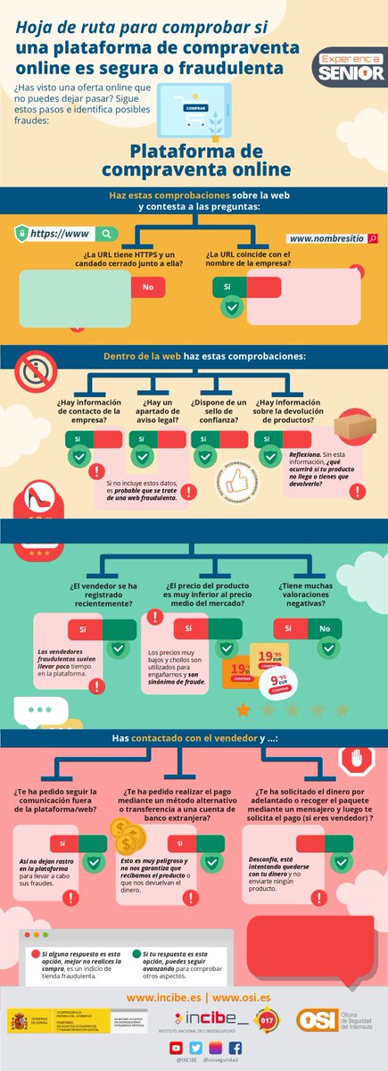 iyperitaje's tweet photo. ¿Cómo podemos saber si una plataforma de #compraventa 🛒 online es segura o fraudulenta? En esta infografía de #ExperienciaSenior de @osiseguridad te explicamos de forma visual, paso a paso, cómo identificar posibles #estafas

⬇️ en https://t.co/me8f7VlwSl https://t.co/uIFqpCssDL https://t.co/Ues1Iic5aH