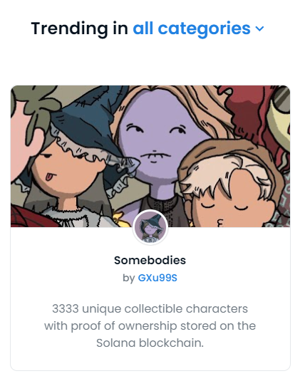 We are in trend collections at opensea homepage!😍
<a href="/opensea/">OpenSea</a> <a href="/yucegalaksar/">Yucegalaksar</a> 

opensea.io/collection/som…
 
#NFTMarketplace #SolanaNFTs #Solana #opensea