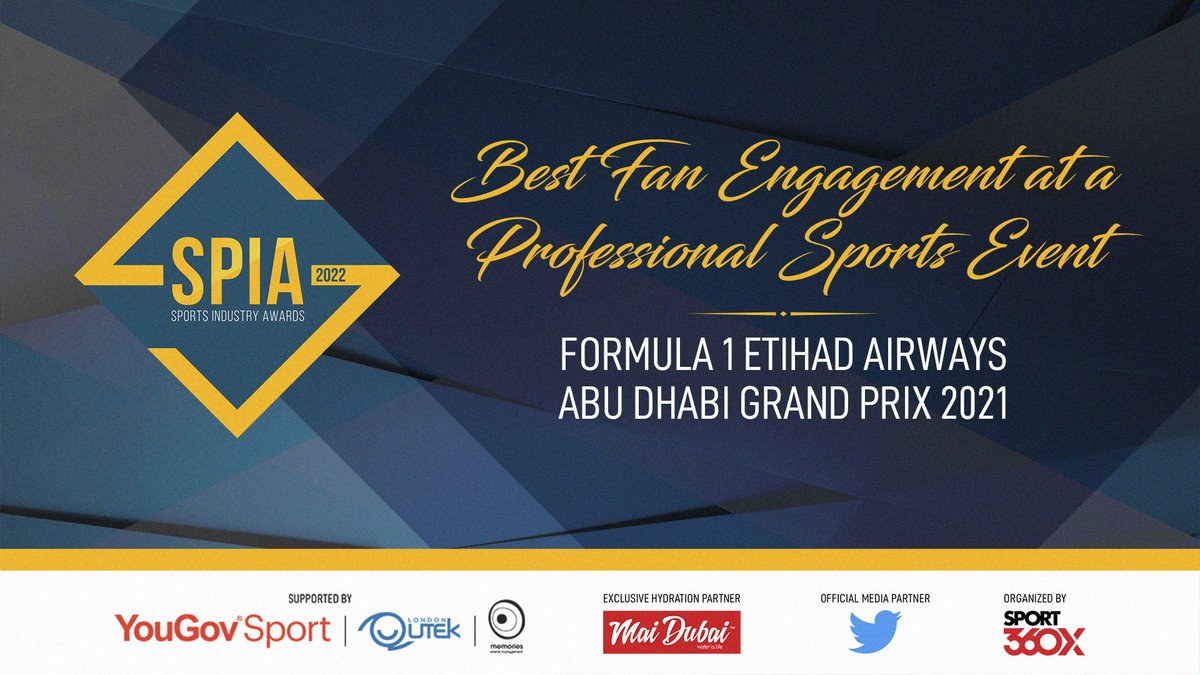sport360events's tweet photo. Formula 1 Etihad Airways Abu Dhabi Grand Prix raced clear of the pack in the 'πππ¦π§ πππ‘ ππ‘πππππ ππ‘π§ ππ§ π π£π₯π’πππ¦π¦ππ’π‘ππ π¦π£π’π₯π§π¦ ππ©ππ‘π§' π
π | @ymcofficial
#SPIA
#SPIA2022
#ShareYourSPIA
#StarsOfSPIA
#SportsIndustryAwards https://t.co/WxTJHJBrQL