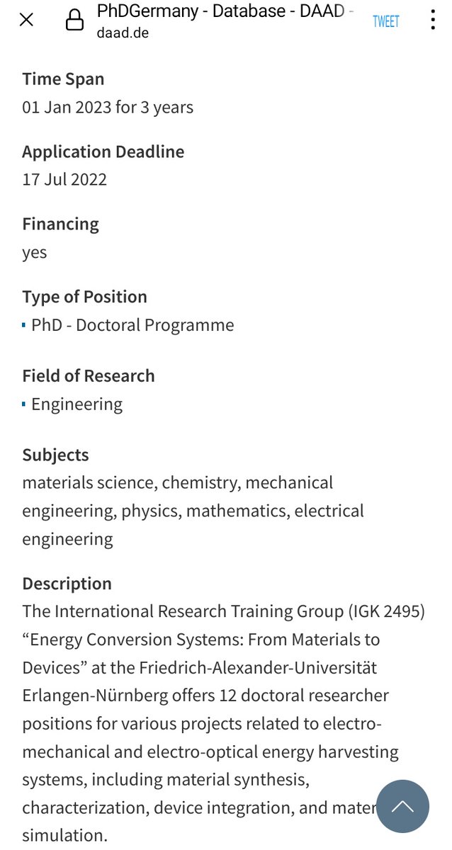 Convocatoria a 12 plazas con #beca  para #PhD en #ciencias de materiales y conversión de energía, en Alemania ▶ow.ly/Cucn50JlnB6 <a href="/DAAD_Germany/">DAAD News</a> 
<a href="/CientificasEC/">👩🏽‍🎓CientíficasEcuador🇪🇨</a> <a href="/Ecuador_OWSD/">Ecuador_OWSD</a> <a href="/ABREC_ec/">Asociación de Becarios del Ecuador - ABREC</a>