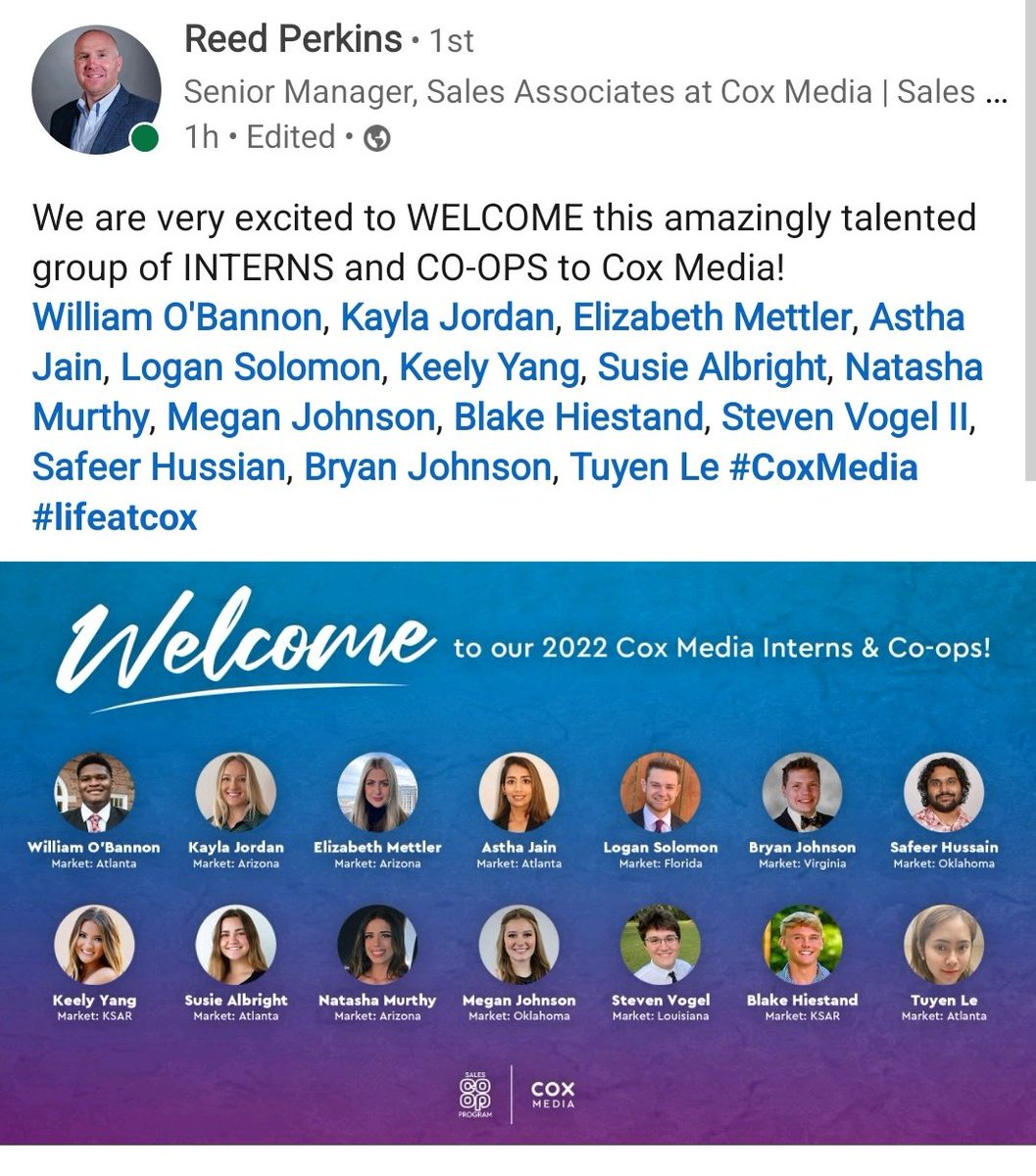 asthajn6's tweet photo. 2 weeks into my internship and I am loving it!

#CoxMedia #LifeAtCox #SummerInternship2022 #SoftwareDeveloperIntern

https://t.co/SSNzrLZmrZ https://t.co/CH0IkRRtGy