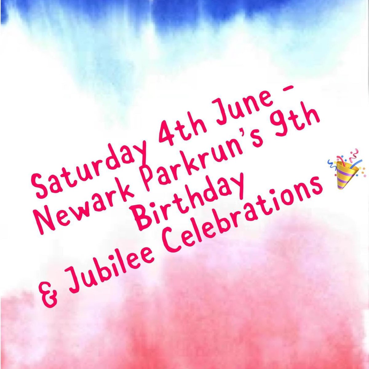 newarkparkrun's tweet photo. 4th June is our 9th Birthday!! &amp; to make it double special Queenie is celebrating her Platinum Jubilee 🥳

🍰 cake
📸 photos 
🎊 celebrations 
👸🏽 fancy dress
🦺 cheerful volunteers 

Everyone is welcome, bring your Nan, your dog, your kids, let’s make it a right royal do!! 🙌🏻 https://t.co/t9tDAQ4Adk