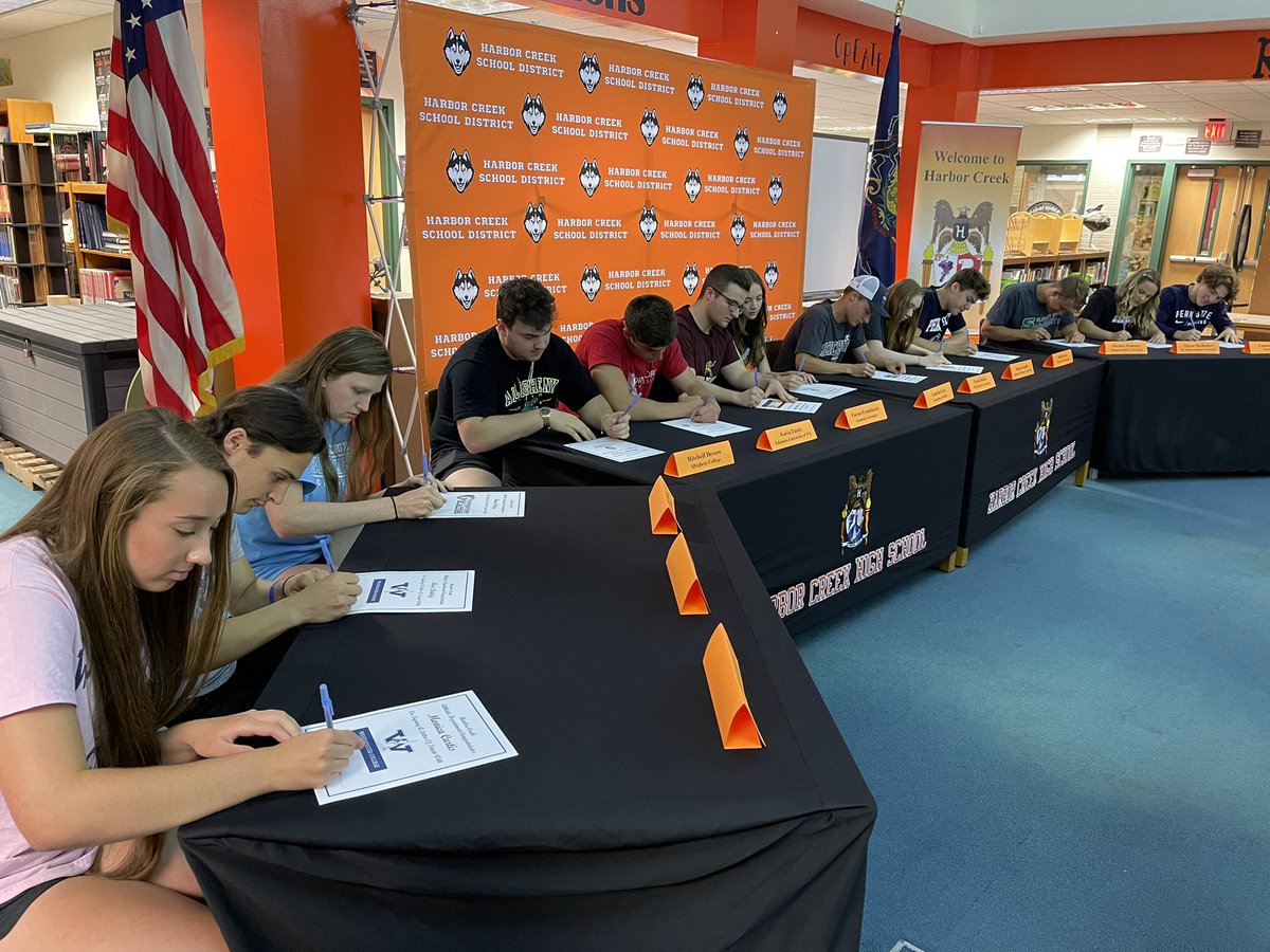 ETNreisenweber's tweet photo. Another great Signing Day ceremony, this time 13 athletes at Harbor Creek! @HCSD_boyssoccer https://t.co/tfmuYE5E3D