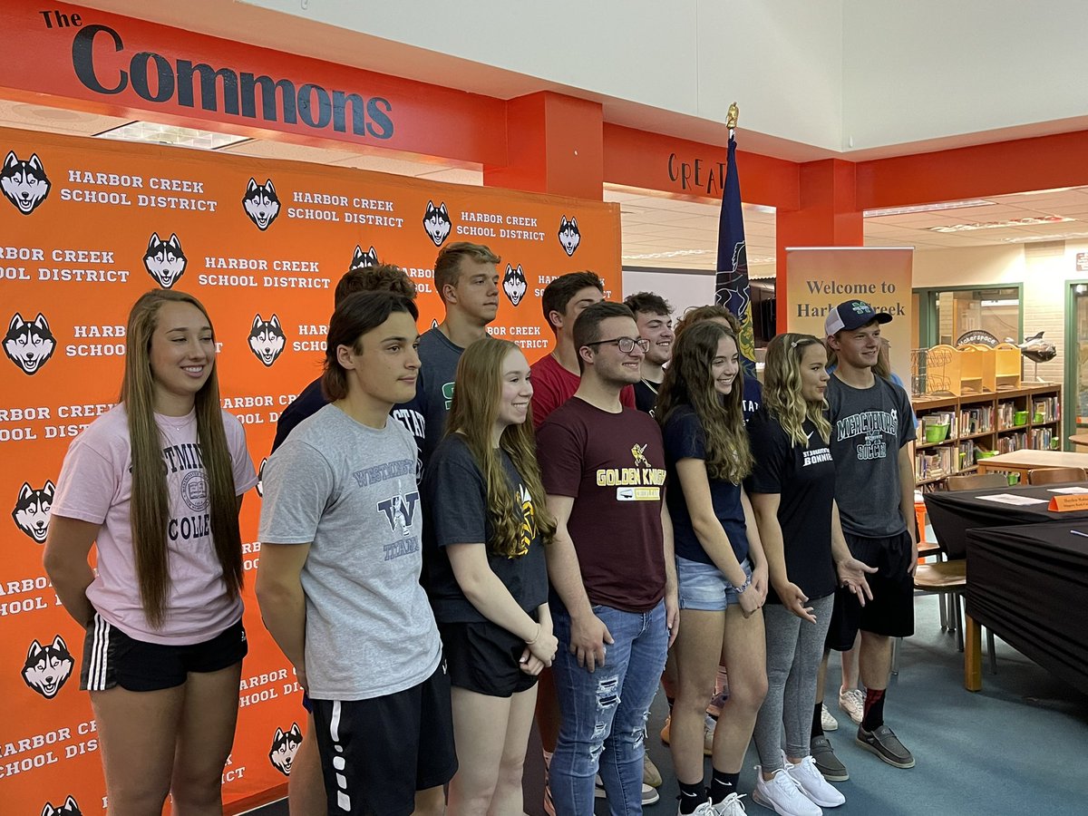 ETNreisenweber's tweet photo. Another great Signing Day ceremony, this time 13 athletes at Harbor Creek! @HCSD_boyssoccer https://t.co/tfmuYE5E3D