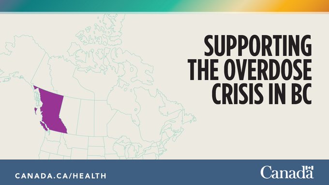 Map of Canada with British Columbia highlighted in purple

Image text: “Supporting the overdose crisis in BC”
