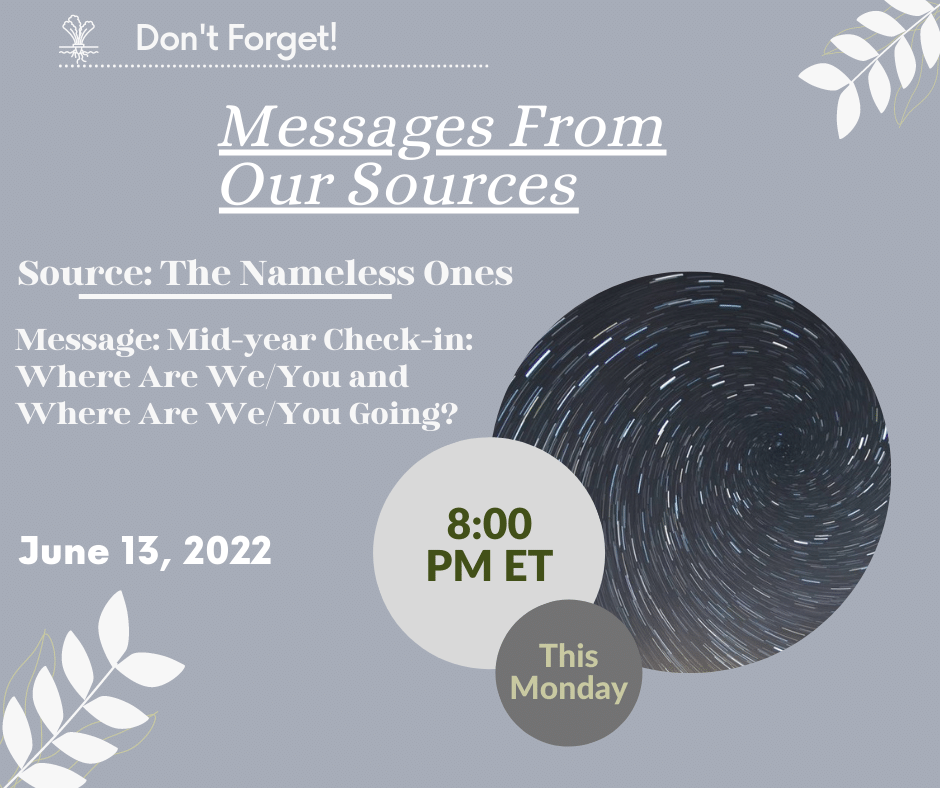 Soulsupportsys's tweet image. Have you signed up for our online course?
June 13, 2022 8:00PM ET

Source: The Nameless Ones
Message: Mid-year Check-in: Where Are We/You and Where Are We/You Going?

Register here: 
soulsupportsystems.org/online-classes…

#MessagesFromOurSources
#soulsupportsystems