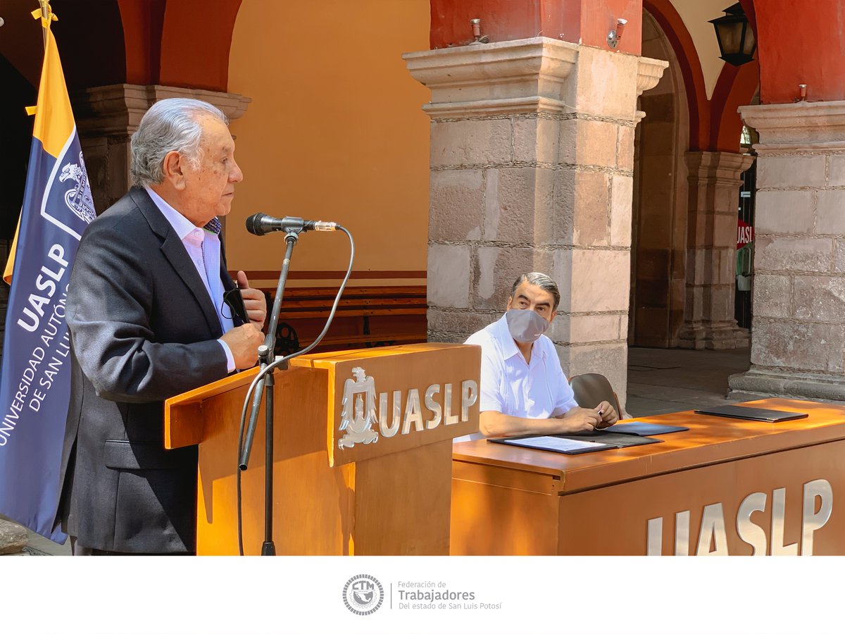 ctmslp's tweet photo. Se llevo a cabo la firma de un convenio que tendrá como principal objetivo beneficiar a las y los trabajadores Potosinos, entre la @LaUASLP y la Federación de Trabajadores del Estado de San Luis Potosí @CTMslp.

#CTM #UASLP https://t.co/jZ8MywVf30