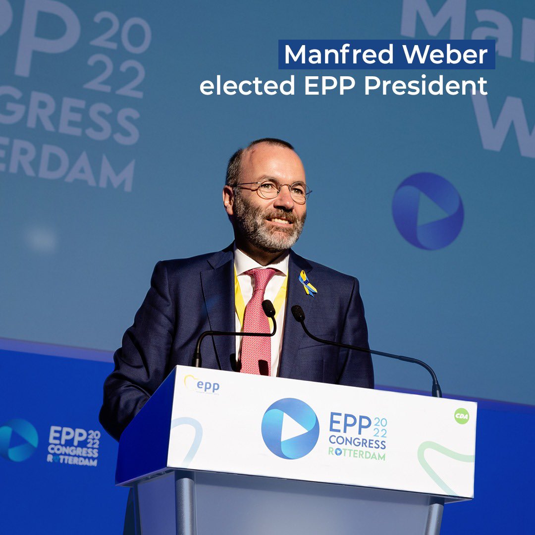 🔵 Congratulations to <a href="/ManfredWeber/">Manfred Weber</a> who has been elected EPP President with 447 votes!