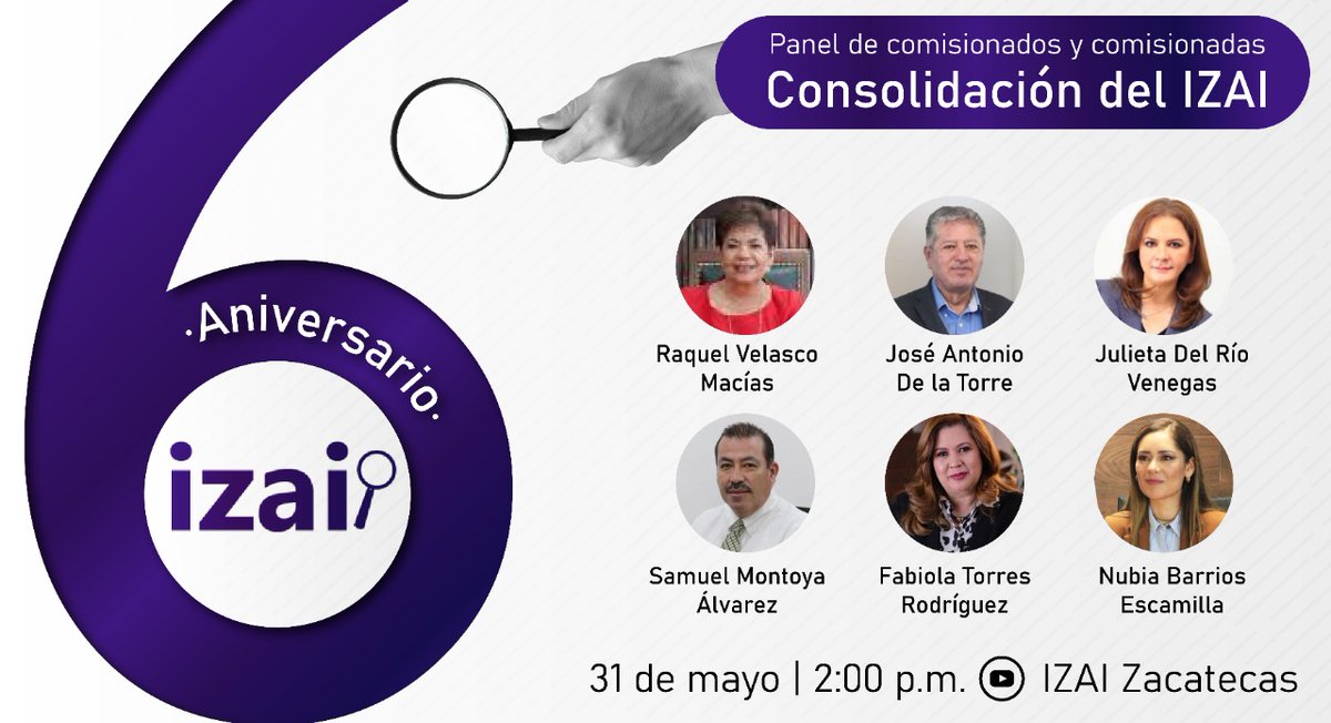 #AlMomento Incia el 2° Panel: 'Consolidación del IZAI'. Participan los excomisionados @JulietDelrio, Raquel Velasco Macías, José Antonio de la Torre y los Comisionados @samuelmontoyaal, @FabiolaTorresRz y @nubiamilanes. 🎥youtu.be/_dRwxr-kAu0 #6AniversarioIZAI