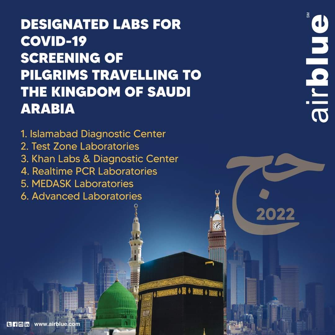 ClubClassTour2's tweet photo. Guests planning to travel to #KSA for Hajj, please note the approved labs for COVID-19 tests. https://t.co/ef5tZHhqil