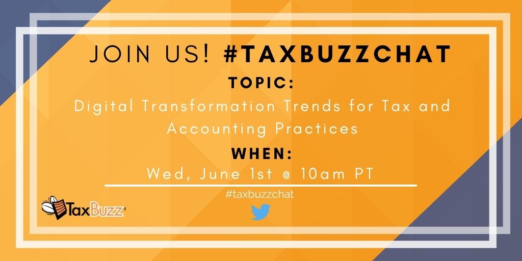 taxbuzzonline's tweet photo. Hey #TaxTwitter, join us for #TaxBuzzChat tomorrow, 6/1/22 at 10AM PT! Can't wait to see you there! https://t.co/fwpgoakRa3