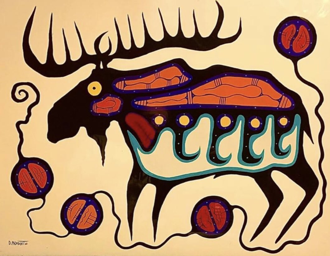 In Ojibwe our word for moose is mooz. Mooz translates to eater of bark.  Art by <a href="/Duncanpheasant/">Duncan Pheasant</a>