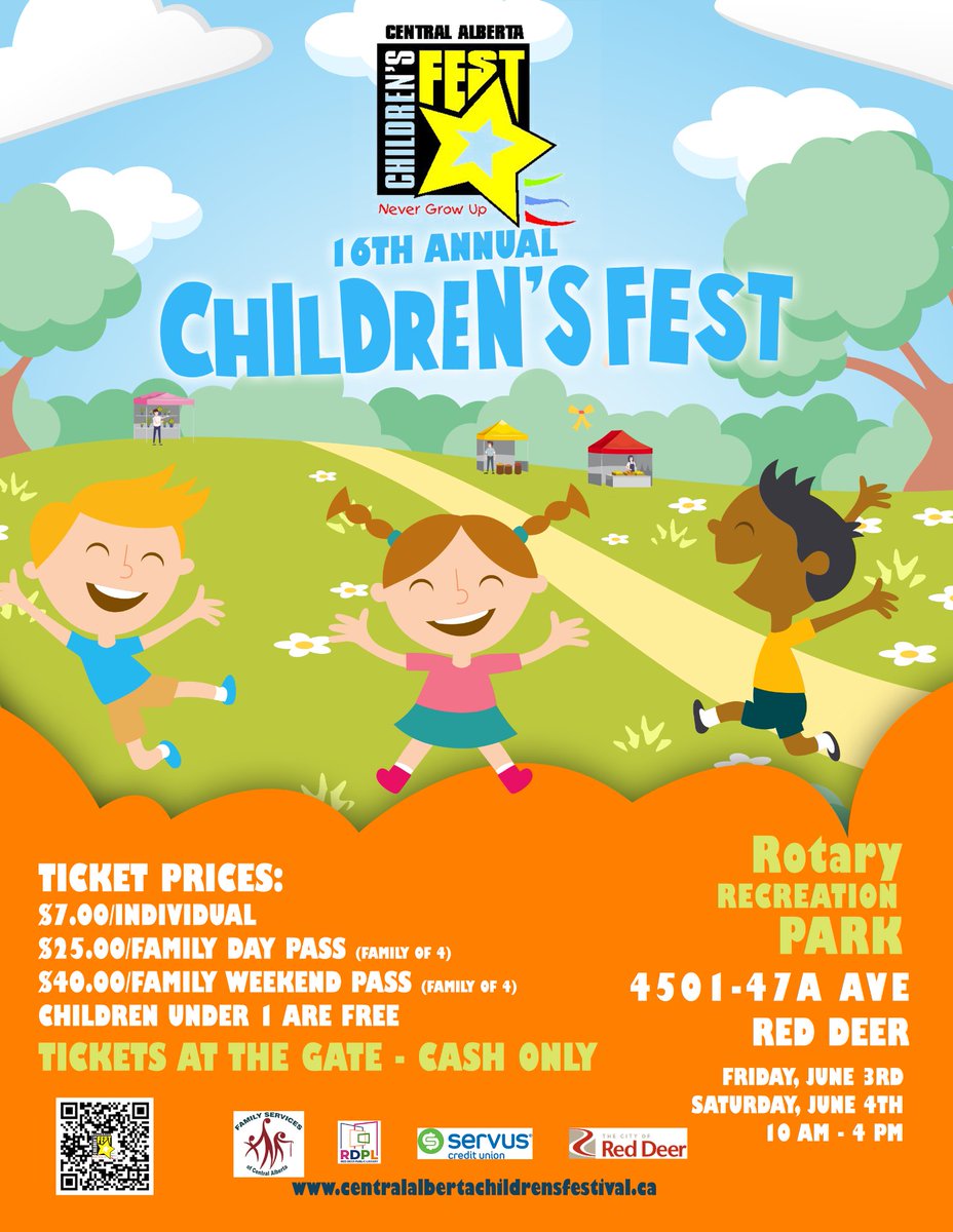 Guess what's coming up this Friday &amp; Saturday?! We are SO excited to be back at Rotary Recreation Park for the 16th Annual Central Alberta Children's Festival! You can find us in our Storytelling Tent with puppets, stories, songs, and more!
>> Details at centralalbertachildrensfestival.ca