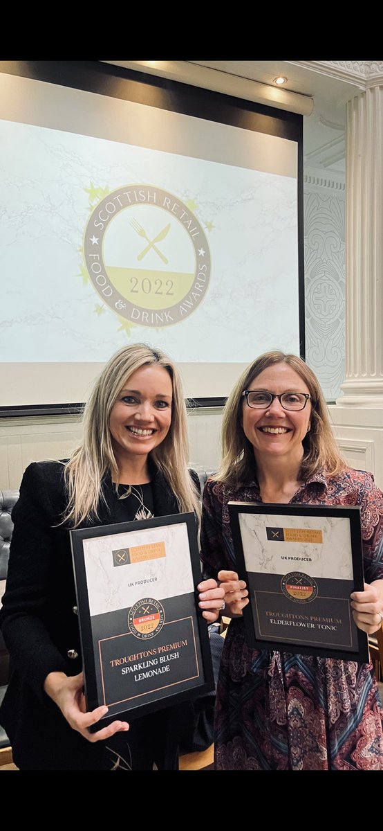 Proud to have been awarded a bronze award for Sparkling Blush lemonade and also finalist for Elderflower tonic <a href="/ScottishRfda/">Scottish Retail Food & Drink Awards</a> today <a href="/CorinthianClub/">The Corinthian Club</a>. Huge thanks to <a href="/AntonyBegley/">Antony Begley</a> <a href="/CaraBegley/">Begs_03</a> <a href="/michcharr/">Michelle Charrington</a> <a href="/InvestNI/">Invest NI</a> #raisingspirits #scottishbusiness <a href="/ESTHERPAUL3/">Esther Paul</a>