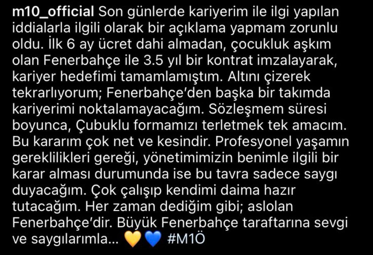 Futbolcumuz @MesutOzil1088'den açıklama...