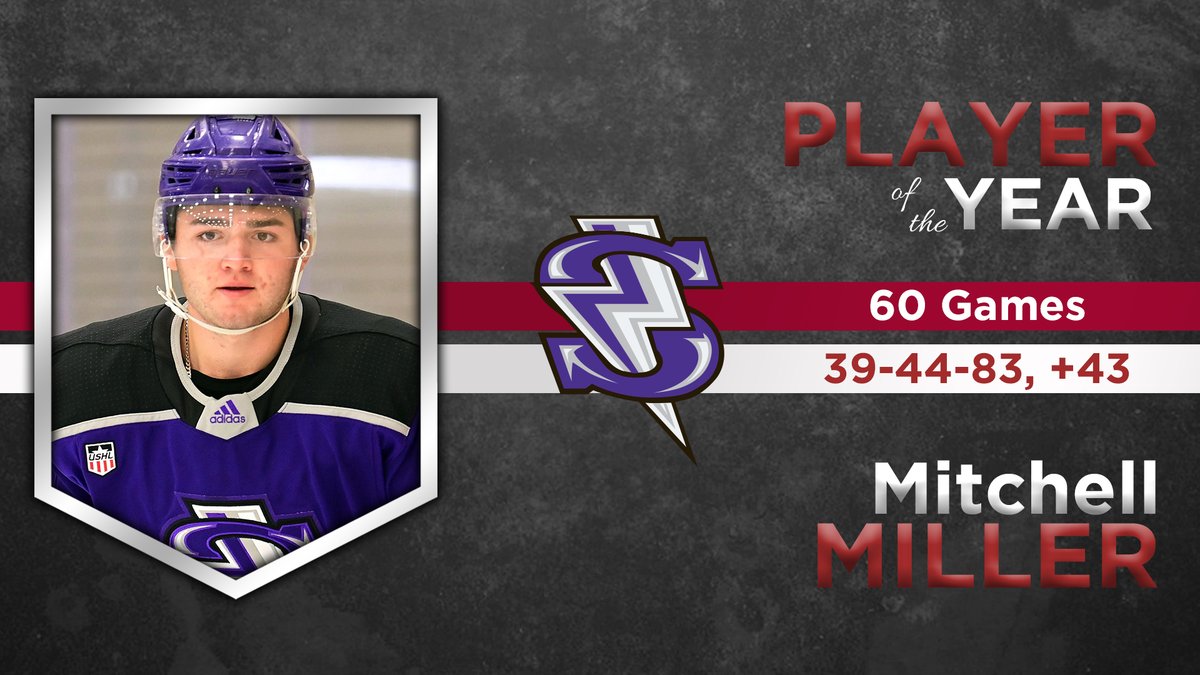 USHL's tweet photo. Mitchell Miller (@TriCityStorm) named USHL Player and Defenseman of the Year. #WhosNext 

https://t.co/1PqzO3wfZZ https://t.co/ElPPyLr3Cz