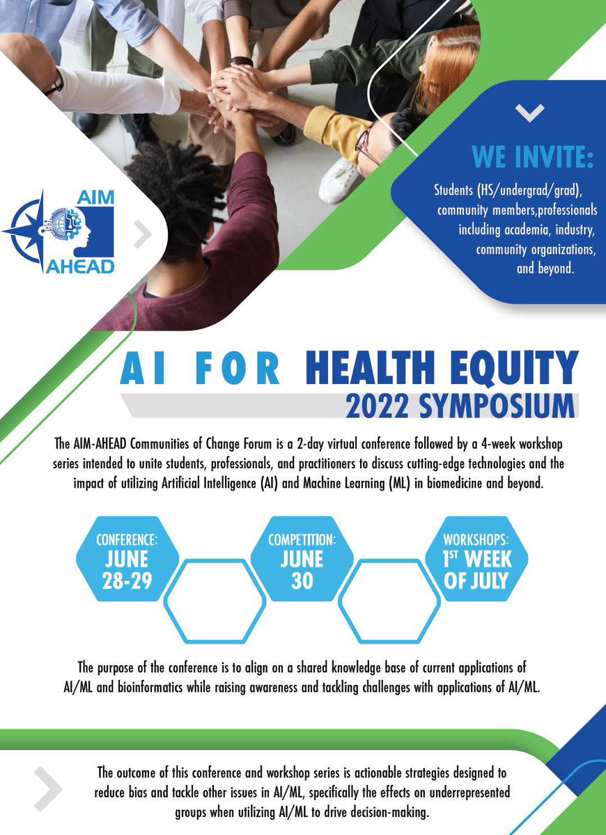 UM IDSC (@umidsc) on Twitter photo Dr. <a href="/YelenaYesha/">Yelena Yesha</a> to speak at AI for Health Equity Symposium 6/28-29. Event also includes a Startup Competition 6/30 and Workshop 7/1
#AIHES2022 #AIM_AHEAD #AI #ML #HealthEquity
idsc.miami.edu/ai-for-health-… Dr. <a href="/YelenaYesha/">Yelena Yesha</a> to speak at AI for Health Equity Symposium 6/28-29. Event also includes a Startup Competition 6/30 and Workshop 7/1
#AIHES2022 #AIM_AHEAD #AI #ML #HealthEquity
idsc.miami.edu/ai-for-health-…