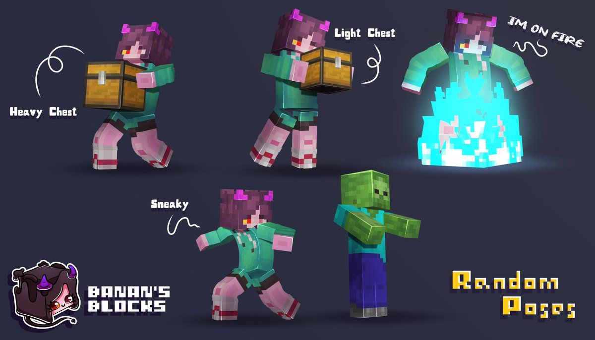 BanansBlocks's tweet photo. 🔹Random Poses🔹
.
I had a conversation with a Minecraft friend about poses!
So I had an idea to make some cute poses and put them in a post.
.
Should I do more of these?
.
#minecraft #poses #pose #characterpose #blenderrender #minecraftrender #cutepose #randomposes https://t.co/pm5cIcFFrY